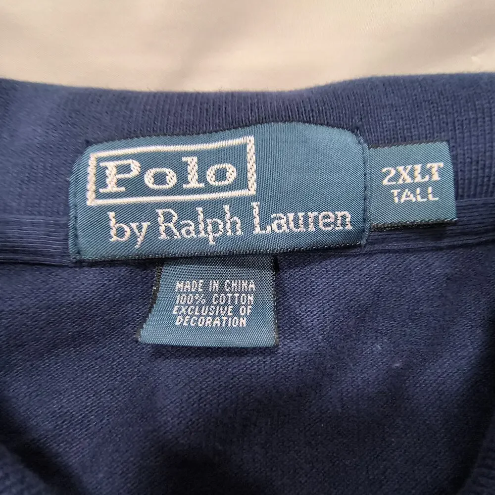 Polo by Ralph Lauren Collared Long Sleeve Polo Shirt Mens Size 2XLT Navy Red